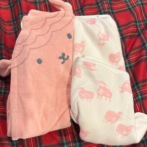Cute Pink and White Baby hooded towels
